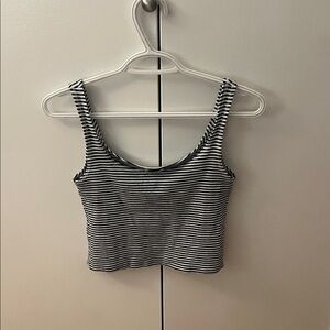 Zara Black & White Striped Crop Tank